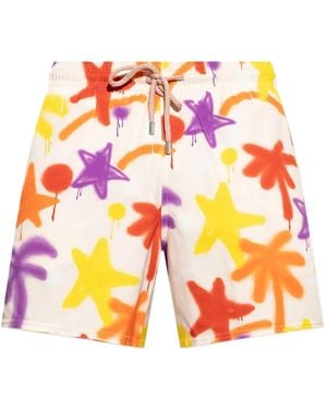 Palm Angels Spray-Paint Swim Shorts - Orange