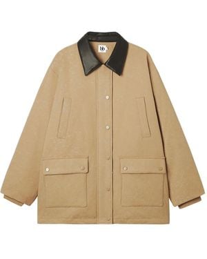 B+ AB Collared Front-Pockets Jacket - Natural