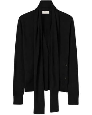 RETORI Scarf-Detail Button-Up Cardigan - Black