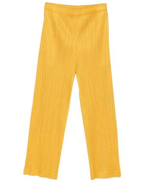Pleats Please Issey Miyake Pleated Straight Trousers - Yellow