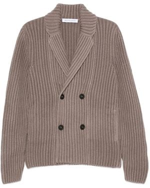 Iris Von Arnim Ribbed Double-Breasted Cashmere Cardigan - Brown