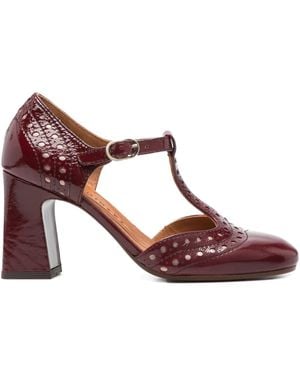 Chie Mihara 85Mm Perforated T-Bar Heeled Court Shoes - Brown