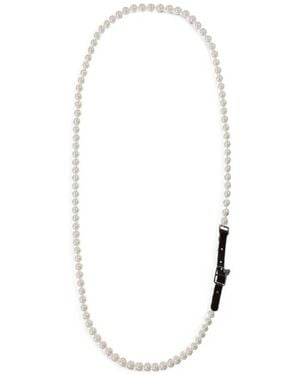 YELLOWSWALLOW Faux-Pearl Buckle-Detail Necklace - White