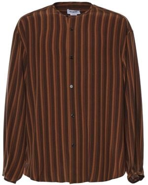Hed Mayner Striped Silk Shirt - Brown