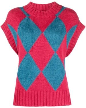 La DoubleJ Argyle Intarsia-Knit Vest - Red