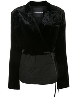Aganovich Velvet Panel Wrap-Around Blazer - Black