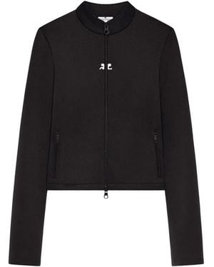 Courreges Cropped Zip-Up Jacket - Black