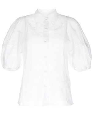 Chloé Embroidered-Design Puff-Sleeve Shirt - White