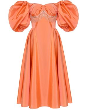 ANOUKI Puff-Sleeve Off-Shoulder Dress - Orange