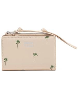 Bimba Y Lola Palms Zip Leather Wallet - Natural