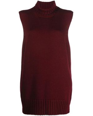 Jil Sander Knitted High-Neck Vest - Red