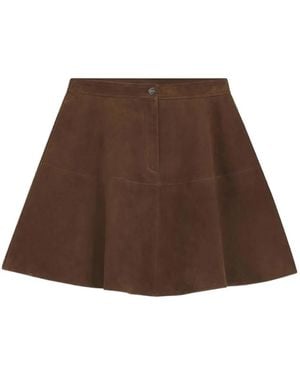 HUGO Suede Skirt With A-Line Shape - Brown