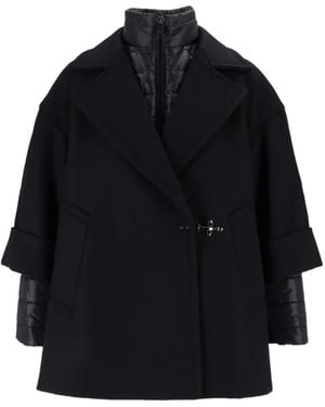 Fay Lobster-Claw-Fastening Quilted-Panel Coat - Blue