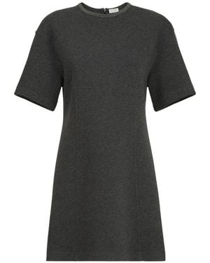 Brunello Cucinelli Techno Interlock T-Shirtkleid Aus Baumwolle Und Kaschmir - Schwarz