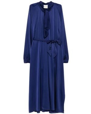 forte_forte Tie-Neck Belted Midi Dress - Blue