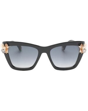 Carolina Herrera Flower-Embellished Square-Frame Sunglasses - Grey