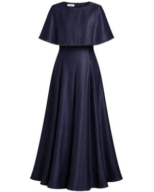 Baruni Maxi Cape-Overlay A-Line Dress - Blue