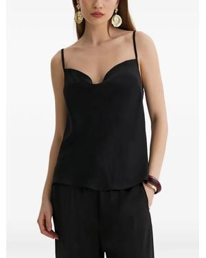 Framboise Cowl-Neck Silk Top - Black