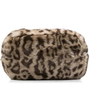 Apparis Leopard-Print Faux-Fur Make-Up Bag - Brown