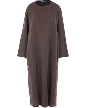 The Row Catia Long-Sleeve Cotton Maxi Dress - Brown