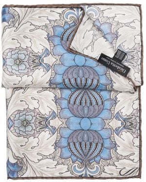 Elizabetta Londra Floral-Print Silk Pocket Square - Blue
