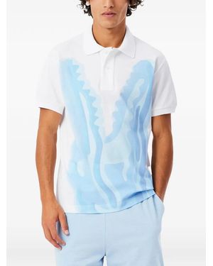 Lacoste Crocodile-Print Polo Shirt - White