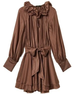 Twinset Ruffled Belted Dress - Brown