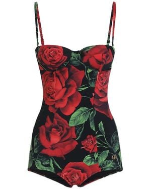 Dolce & Gabbana Costume Da Bagno Con Stampa - Rosso
