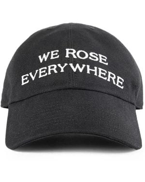Ann Demeulemeester Ini Baseball Cap With "We Rose Everywhere" Embroidery - Black