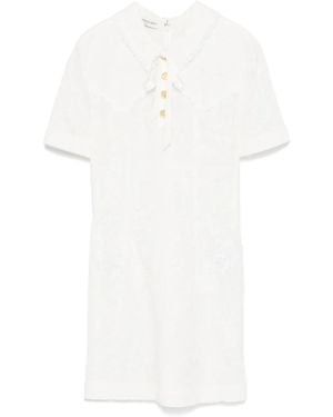 Alessandra Rich Bow-Detailing Lace Mini Dress - White