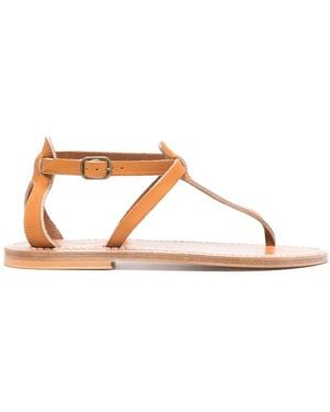 K. Jacques Leather Flat Sandals - Brown