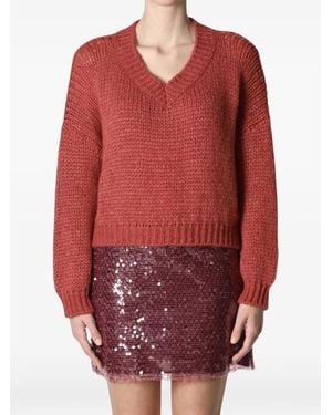 Roberto Collina V-Neck Chunky-Knit Sweater - Red