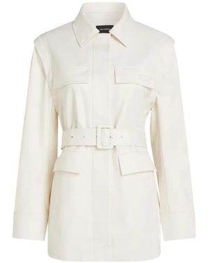 KARL LAGERFELD Belted Twill Trench Coat - White
