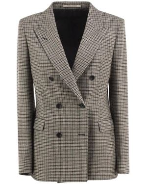 Tagliatore Double-Breasted Houndstooth Suit Jacket - Grey