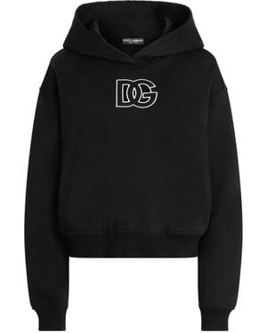 パーカー・フーディ Dolce & Gabbana Black Cotton Sweatshirt Jersey hoodie with branded tag in Black for Men | Dolce&Gabbana®