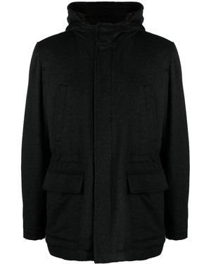 Corneliani Hooded Virgin Wool Jacket - Black