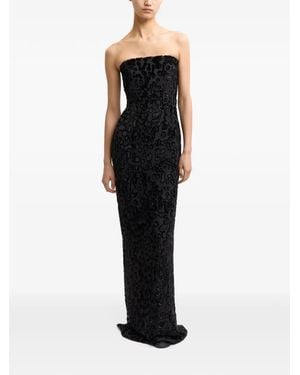16Arlington Frasia Devoré Strapless Bodycon Maxi Gown Dress - Black