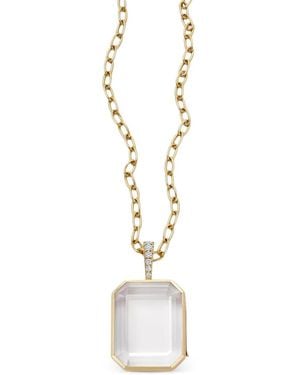 Loquet London 18Kt Geelgouden Locket Halsketting Met Diamant - Wit
