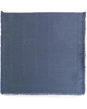 Ferragamo Gancini Logo-Jacquard Scarf - Blue
