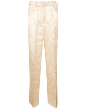Gabriela Hearst Floral-Jacquard Belted Trousers - White