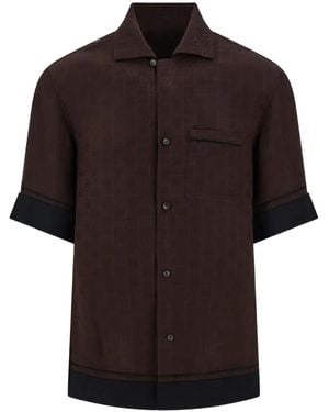 Ferragamo Monogram Short Sleeve Shirts - Black
