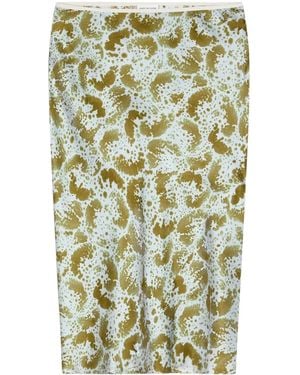 Dries Van Noten Midirock aus Seide - Grün