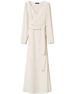Twinset V-Neck Maxi Dress - White