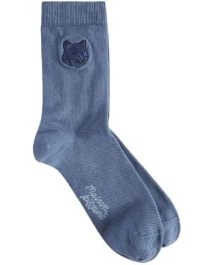 Maison Kitsuné Fox Head Socks - Blue