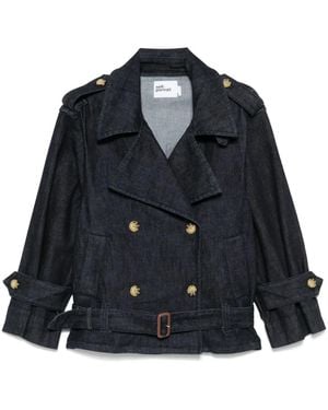 Self-Portrait Denim Trench Jacket - Blue