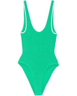 Hunza G Faye Contrast Swimsuit - Green