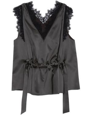 3.1 Phillip Lim Lace V-Neck Top - Black
