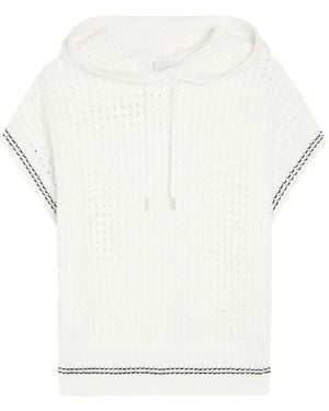 Varley Vittoria Open-Knit Short-Sleeve Hoodie - White
