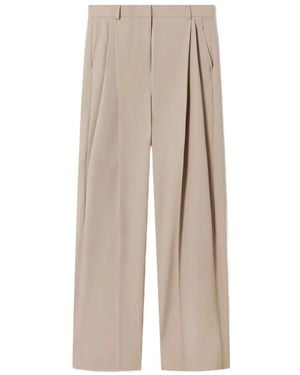 Stella McCartney Pleated Wide-Leg Trousers - Natural