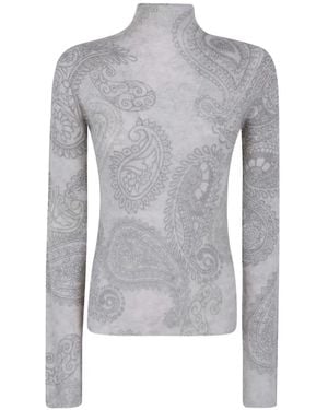 Emporio Armani Paisley-Print Alpaca Sweater - Gray
